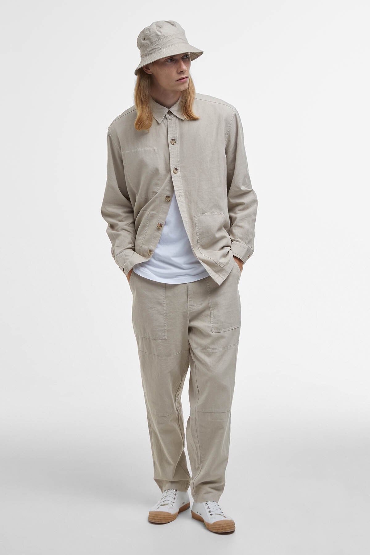 Natural Linen-Blend Overshirt