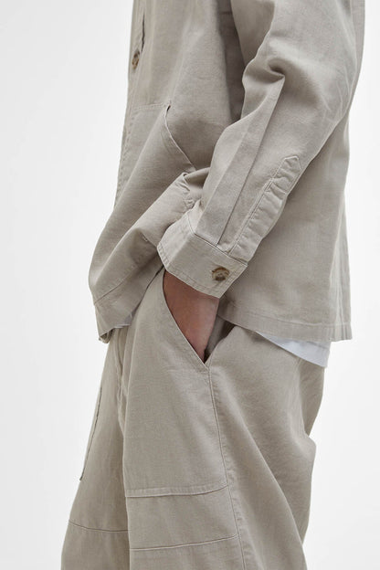 Natural Linen-Blend Overshirt